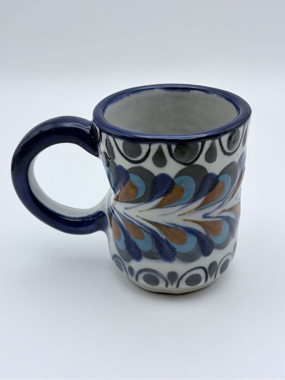 Artisan Pottery Peacock Feather
Espresso Ceramic Mug Handmade
Palopo Guatemala